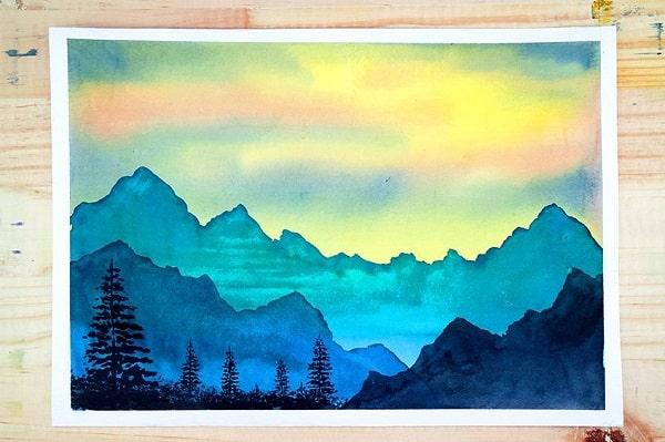 Paint Mountains in Watercolor